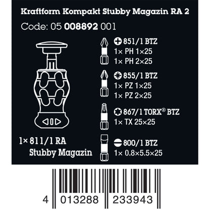 Wera Tools Kraftform Kompakt Stubby Magazine Screwdriver 2