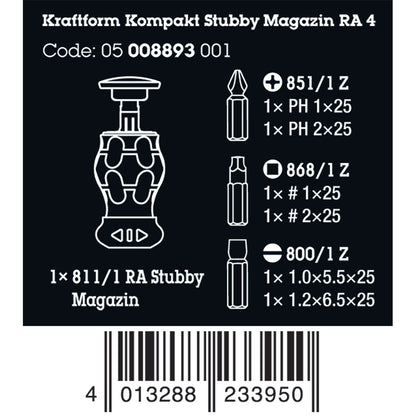 Wera Tools Kraftform Kompakt Stubby Magazine Screwdriver 3