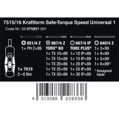 Wera Tools 7515/16 Kraftform Safe Torque Universal Set