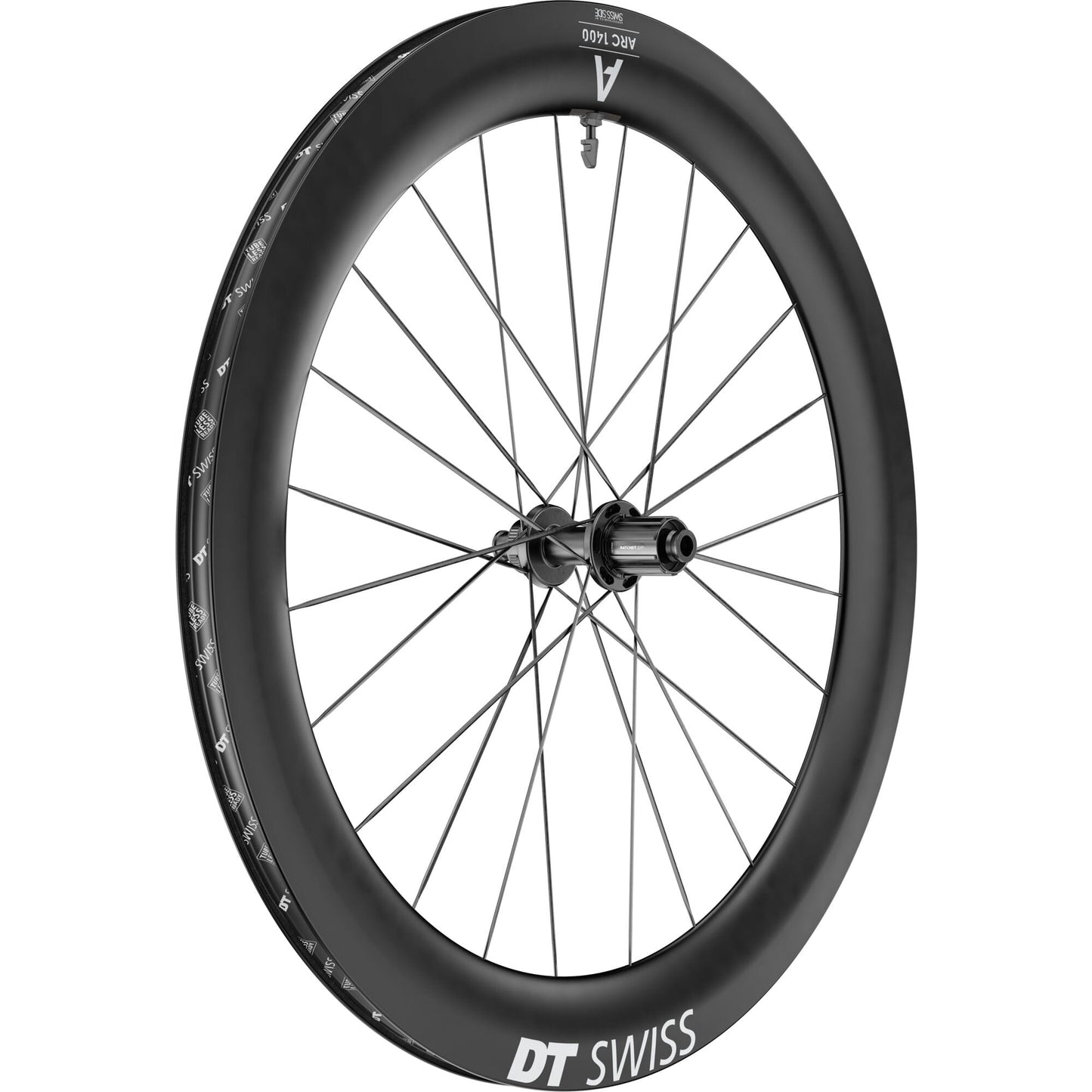 DT Swiss ARC 1400 DICUT disc brake wheel, carbon clincher 65 x 22 mm rim, rear