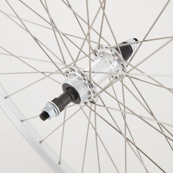 M Part Wheels Hybrid Rear Solid Axle Screw On Wheel silver 700c