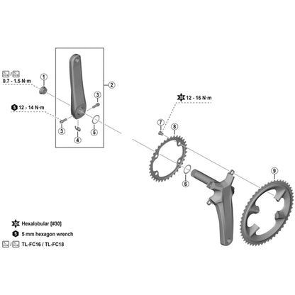 Shimano Dura-Ace FC-09 left hand crank arm, 165 mm