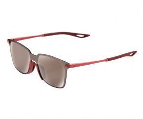 Image of 100&#37; Legere Square Sunglasses Soft Tact Crimson/hiper Silver Mirror Lens