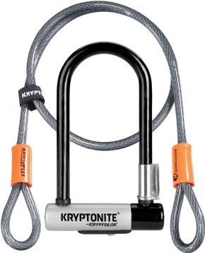 Image of Kryptonite Kryptolok Mini U-lock With 4 Foot Flex And Flexframe Bracket Sold Secure Gold