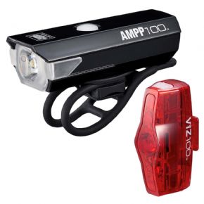 Cateye Ampp 100 Viz 100 Light Set - All new LED LightSet with 3 powerful LEDs and 180 degree visibility.