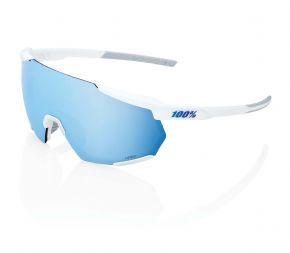 Image of 100&#37; Racetrap Sunglasses Matt White/hiper Blue Mirror Lens