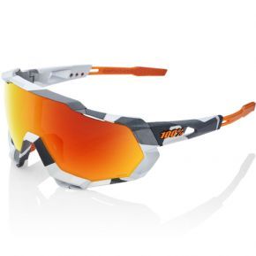 100% Speedtrap Sunglasses Grey Camo/hiper Red Mirror Lens