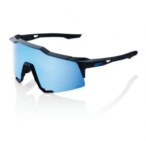 Image of 100&#37; Speedcraft Sunglasses Matte Black/hiper Blue Multilayer Mirror Lens