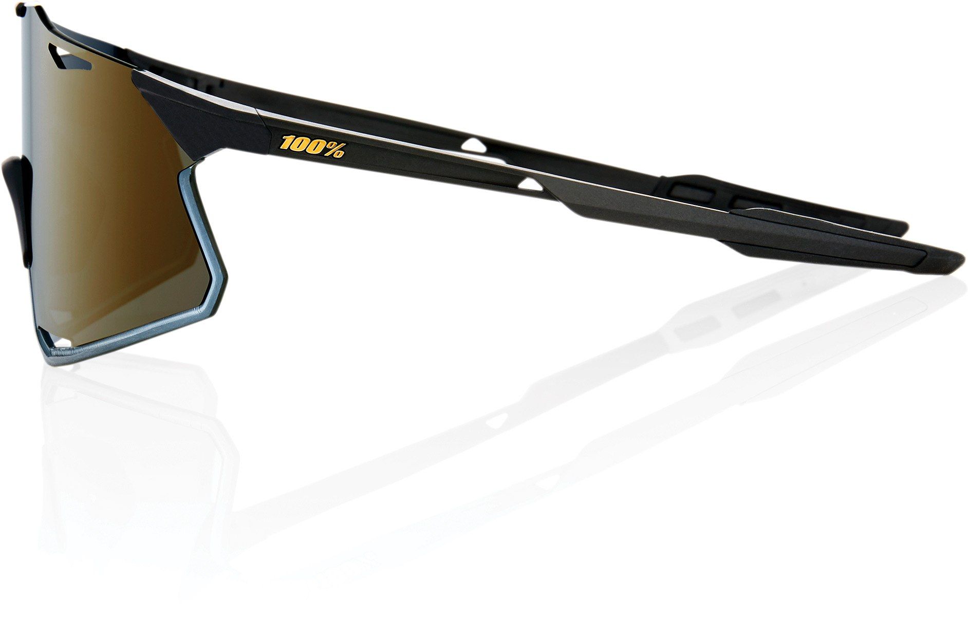 100% Hypercraft Sunglasses Matt Black Soft Gold Mirror Lens