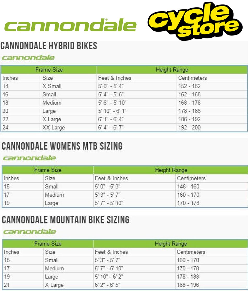 Cannondale Trail 5 Size Chart