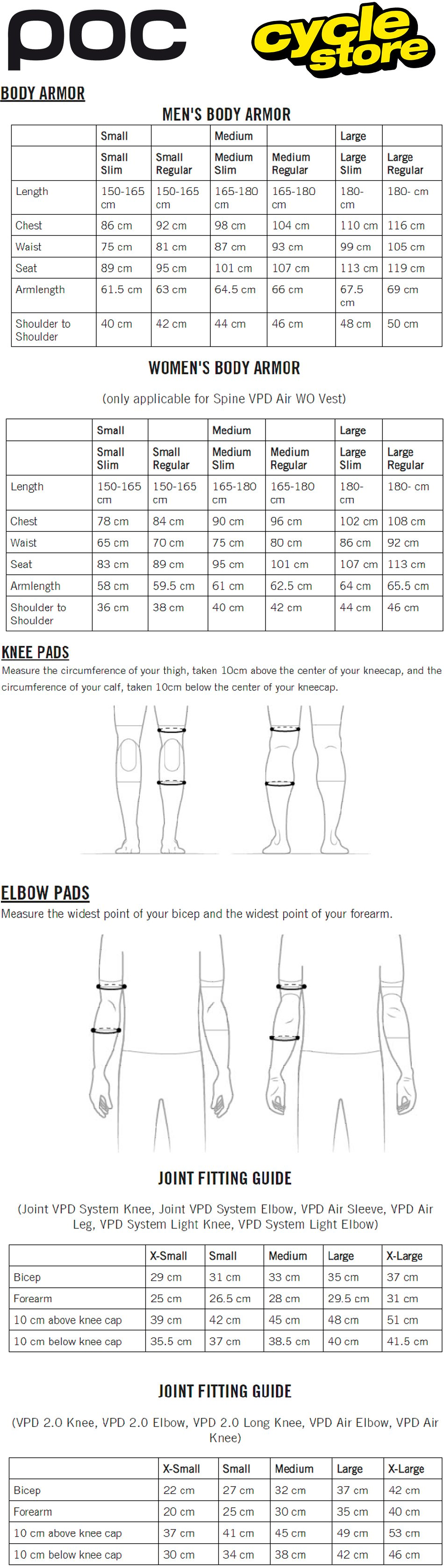 Poc Knee Pads Size Chart