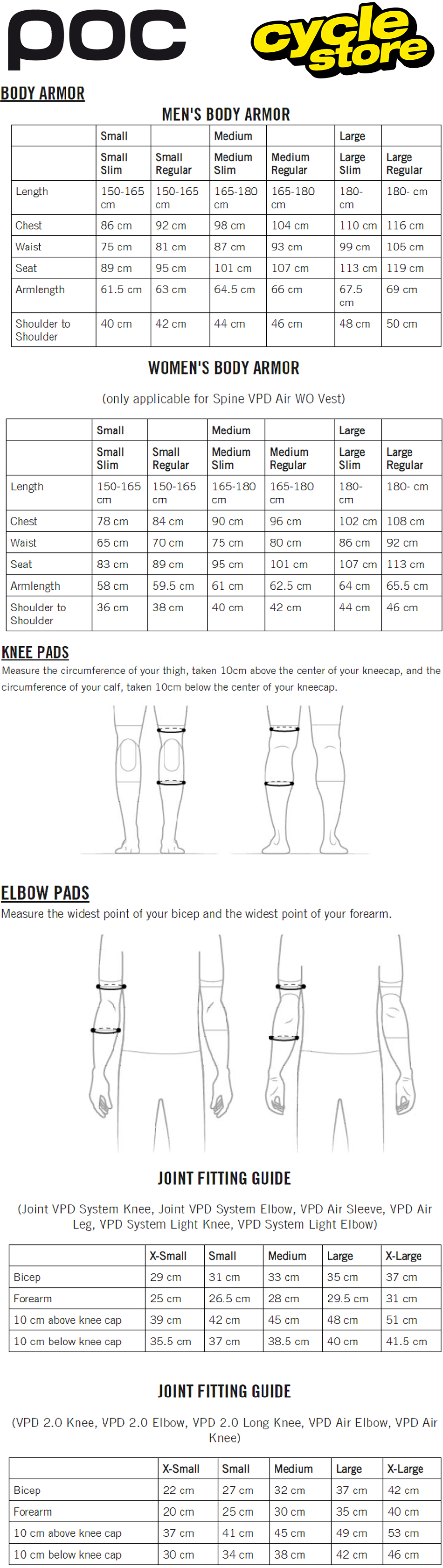 Poc Knee Pads Size Chart