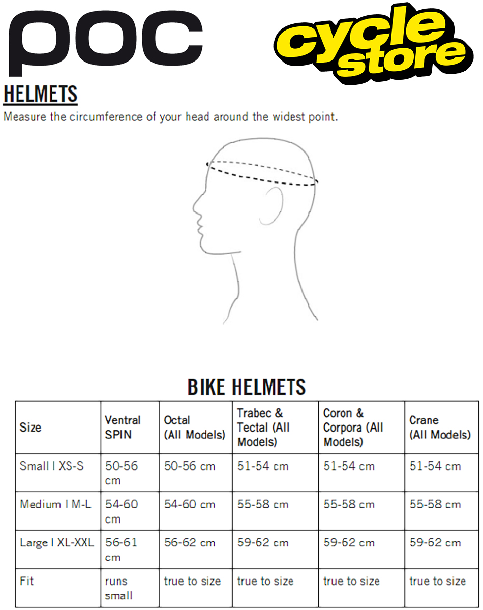Poc Bike Helmet Size Chart